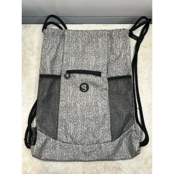 Geckobrands Drawstring Backpack Black‎ Gray Sports Bag - Picture 1 of 11